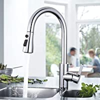 Grifo de Cocina- TACKLIFE Grifo Cocina con Ducha Extraíble de Acero Inoxidable- Grifo para Fregadero con 3 Modos de…